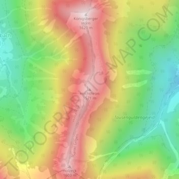 Topografische Karte Hochthron, Höhe, Relief