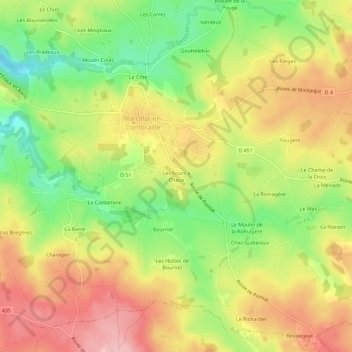 Topografische Karte Les Fours à Chaux, Höhe, Relief