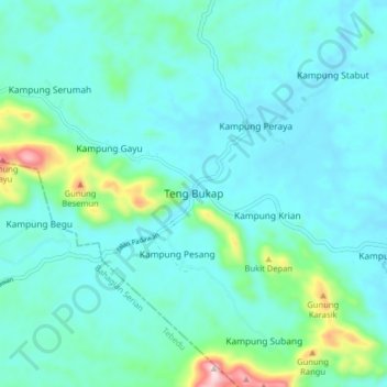 Topografische Karte Teng Bukap, Höhe, Relief
