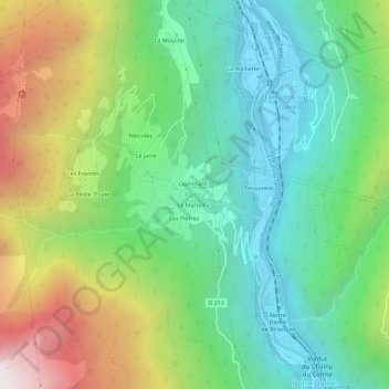 Topografische Karte Pussy, Höhe, Relief