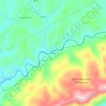 Topografische Karte Bundy, Höhe, Relief