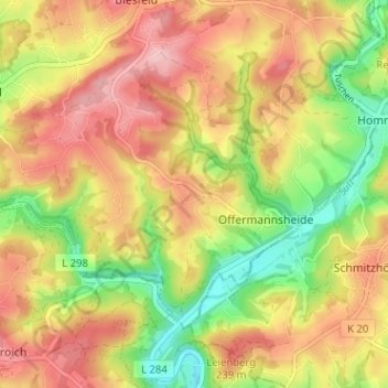 Topografische Karte Engeldorf, Höhe, Relief