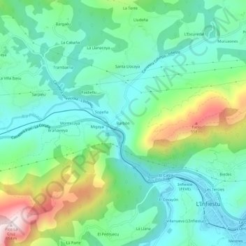 Topografische Karte Barbón, Höhe, Relief