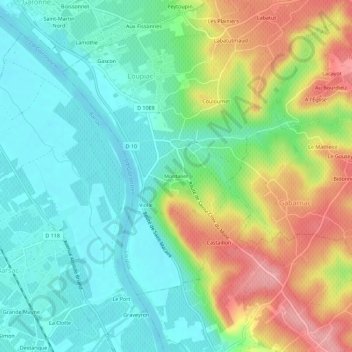 Topografische Karte Montalier, Höhe, Relief