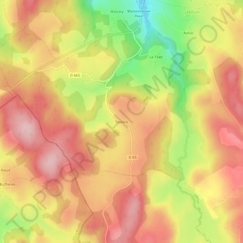 Topografische Karte Toularic, Höhe, Relief