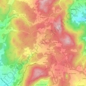 Topografische Karte Nabais, Höhe, Relief