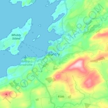 Topografische Karte Bantry, Höhe, Relief