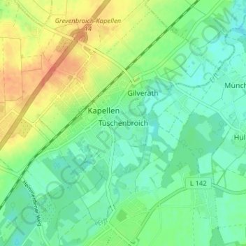 Topografische Karte Tüschenbroich, Höhe, Relief