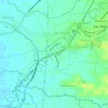 Topografische Karte Salangan, Höhe, Relief