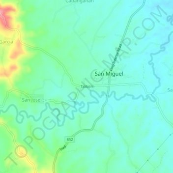 Topografische Karte Talibon, Höhe, Relief