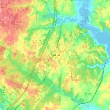 Topografische Karte Stafford, Höhe, Relief