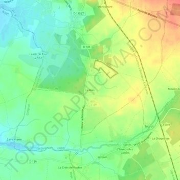 Topografische Karte Le Bois, Höhe, Relief