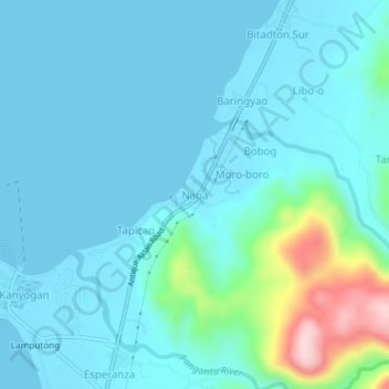Topografische Karte Naba, Höhe, Relief