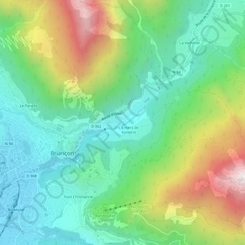 Topografische Karte Le Fontenil, Höhe, Relief