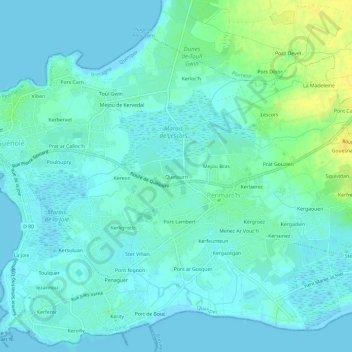 Topografische Karte Quelourn, Höhe, Relief