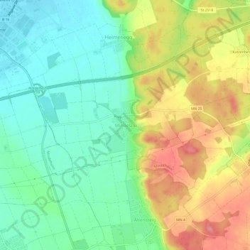 Topografische Karte Mindelau, Höhe, Relief