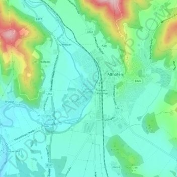 Topografische Karte Treibach, Höhe, Relief