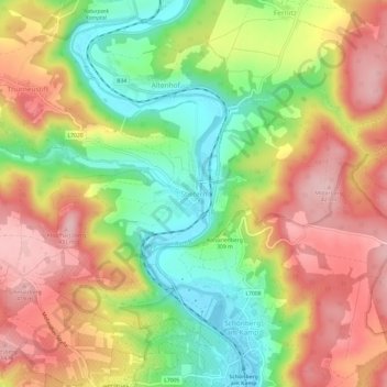 Topografische Karte Stiefern, Höhe, Relief