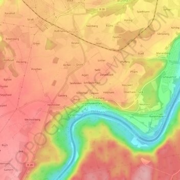 Topografische Karte Achatz, Höhe, Relief