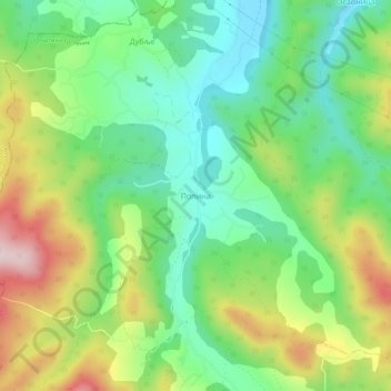 Topografische Karte Popina, Höhe, Relief