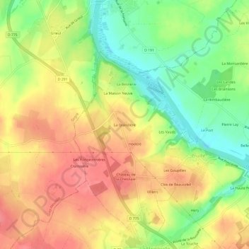 Topografische Karte La Grandière, Höhe, Relief