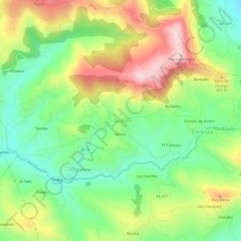 Topografische Karte Muñó, Höhe, Relief