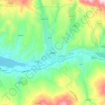Topografische Karte طالقان, Höhe, Relief