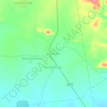 Topografische Karte Yacharam, Höhe, Relief