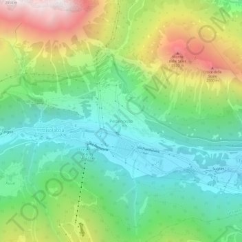 Topografische Karte Pedenosso, Höhe, Relief