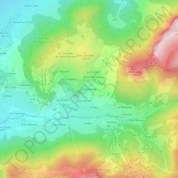 Topografische Karte Chez Buttay, Höhe, Relief