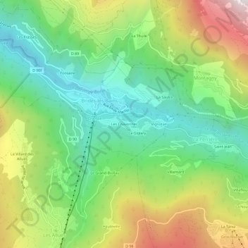 Topografische Karte Les Chavonnes, Höhe, Relief