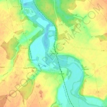 Topografische Karte Chanteloup, Höhe, Relief
