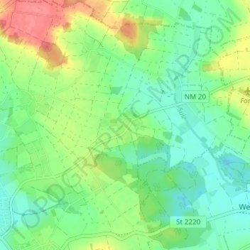 Topografische Karte Frettenshofen, Höhe, Relief