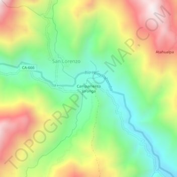 Topografische Karte Campamento Joronga, Höhe, Relief