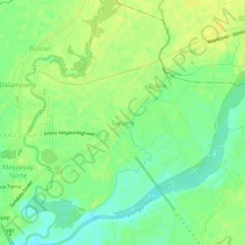 Topografische Karte Sapang, Höhe, Relief