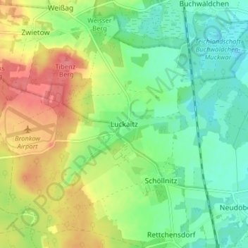 Topografische Karte Luckaitz, Höhe, Relief