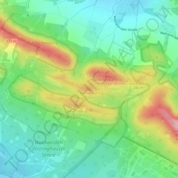 Topografische Karte Mämerisch, Höhe, Relief