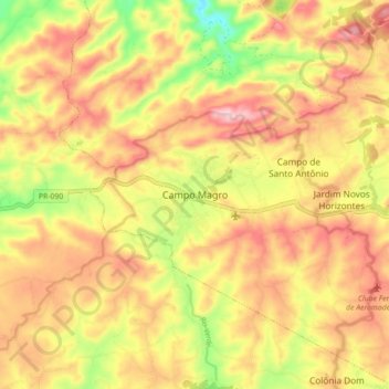 Topografische Karte Campo Magro, Höhe, Relief