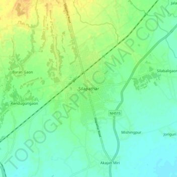 Topografische Karte Silapathar, Höhe, Relief