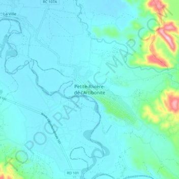 Topografische Karte Petite-Rivière-de-l'Artibonite, Höhe, Relief