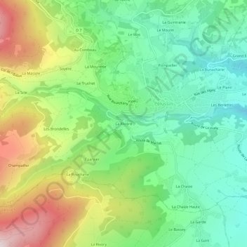 Topografische Karte La Rivière, Höhe, Relief