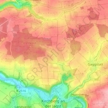 Topografische Karte Weckelweiler, Höhe, Relief