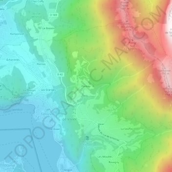 Topografische Karte Ponnay, Höhe, Relief