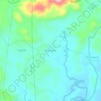 Topografische Karte Mariawa, Höhe, Relief