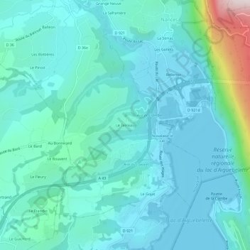 Topografische Karte Le Terreau, Höhe, Relief