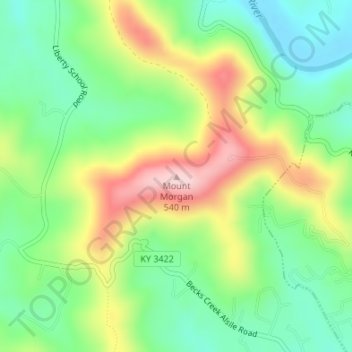 Topografische Karte Mount Morgan, Höhe, Relief