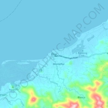 Topografische Karte Pilar, Höhe, Relief