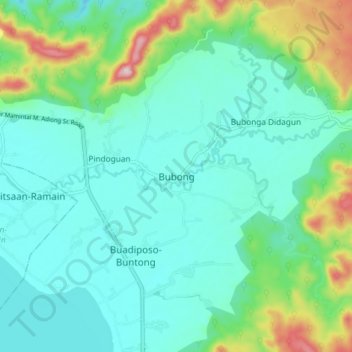 Topografische Karte Bubong, Höhe, Relief