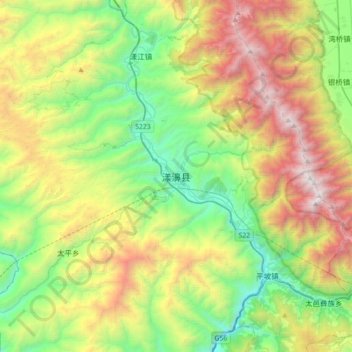 Topografische Karte 漾濞县, Höhe, Relief