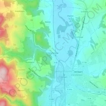Topografische Karte Saint-Pardoux, Höhe, Relief